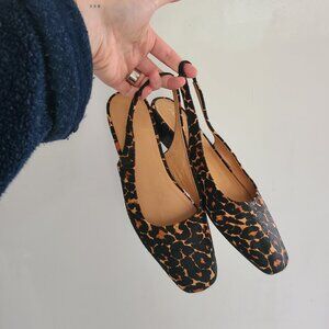 Leopard Print Slingback Flats, Women's Shoes
